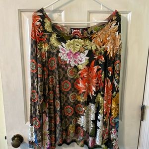 Johnny Was floral, geometric, western themed bamboo-blend tunic XL